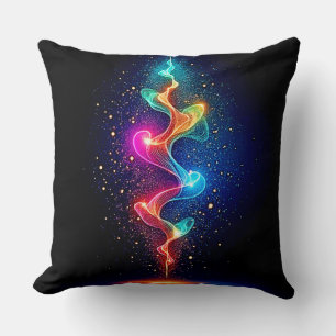 Vibrant Spirit: Neon Energy Swirl Art Cushion