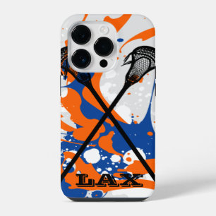 Vibrant Splash Lacrosse Sticks Personalised iPhone 14 Pro Case