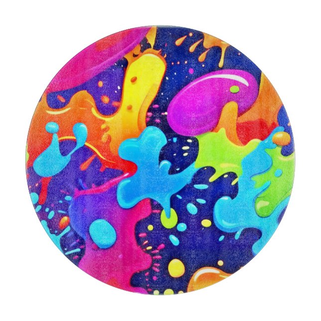Vibrant Splash of Colour Art Explosion Cutting Board (Front)