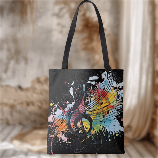 Vibrant Splashy Music Lover's Tote Bag (Creator Uploaded)
