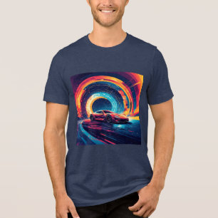🏎️ Vibrant Sports Car Abstract Motion Art Tri-Blend Shirt