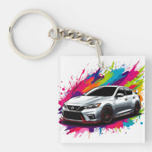 Vibrant Sports Car with Splash of Colours Key Ring