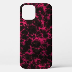 Vibrant Spotted Pink and Black Flames iPhone 12 Case
