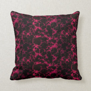 Vibrant Spotted Pink and Black Flames Cushion