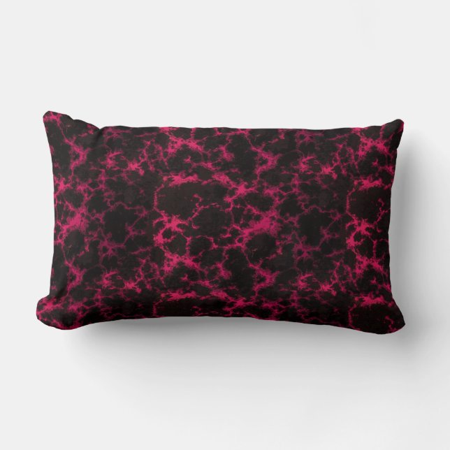 Vibrant Spotted Pink and Black Flames Lumbar Cushion (Front)