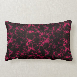 Vibrant Spotted Pink and Black Flames Lumbar Cushion