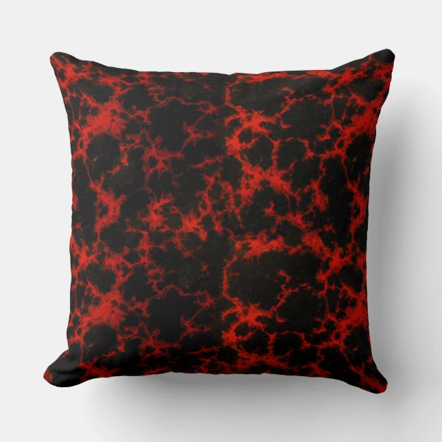 Vibrant Spotted Red and Black Flames Cushion (Front)