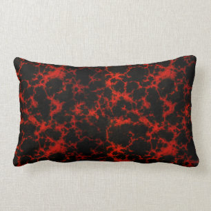 Vibrant Spotted Red and Black Flames Lumbar Cushion