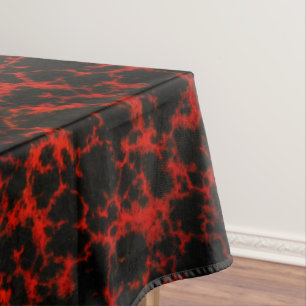 Vibrant Spotted Red and Black Flames Tablecloth