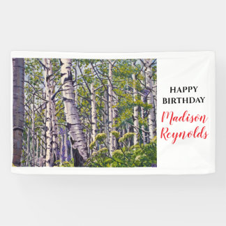 Vibrant Spring Aspen Tree Birthday Banner