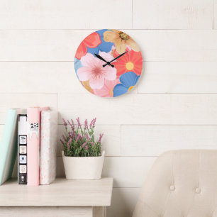 Vibrant Spring Botanical Floral Wall Clock