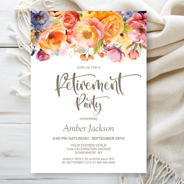 Vibrant Spring Floral Retirement Party Invitation (Creator Uploaded)