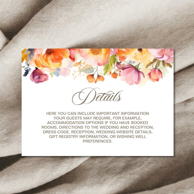 Vibrant Spring Floral Wedding Details Enclosure Card (Creator Uploaded)