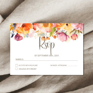 Vibrant Spring Floral Wedding RSVP Card