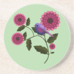 Vibrant Spring Floral with Cute Purple Bird Art Coaster<br><div class="desc">Bring the freshness of the garden into your home with this beautiful Spring illustration. Featuring a chubby purple bird resting on a flowering branch, surrounded by vibrant deep pink blooms and lush green leaves. This cheerful design is perfect for celebrating the season of new beginnings. It looks stunning on tote...</div>