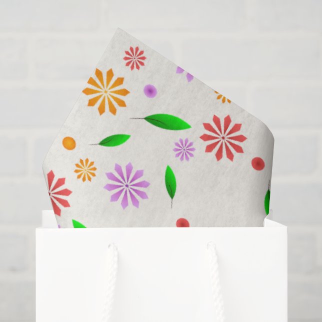 Vibrant Spring Flowers and Leaves  Tissue Paper (Gift Bag)