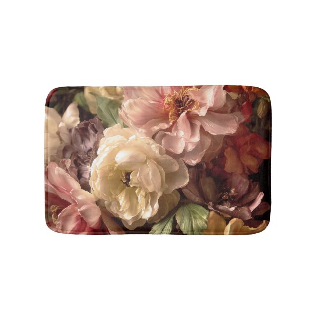 Vibrant Spring Peony Vintage Arrangement Bath Mat (Front)