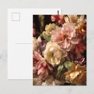 Vibrant Spring Peony Vintage Arrangement Postcard
