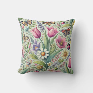 Vibrant Spring-Themed Pattern Cushion