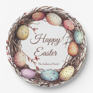 Vibrant Springtime Egg Nest Easter Brunch Paper Plate