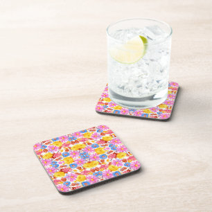 Vibrant square coaster 