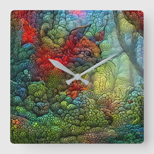 Vibrant Squirrel- Square Wall Clock (Front)