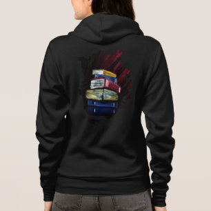 Vibrant Stacked Books Painting Cosy Literary Hoodie