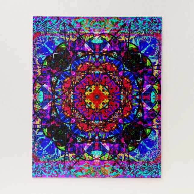 Vibrant Stained Glass Celtic Knot Mandala Jigsaw Puzzle (Vertical)