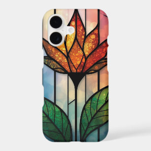 Vibrant Stained Glass Flower Botanical Art