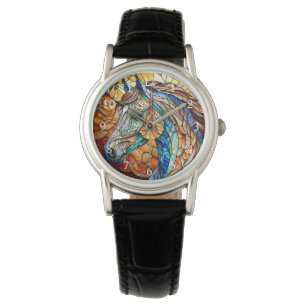 Vibrant Stained Glass Horse 25 Watch