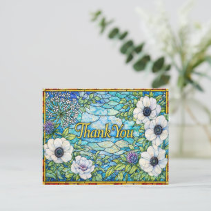 Vibrant Stained Glass Inspired Floral Thank You  Postcard