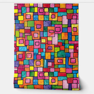 Vibrant Stained Glass Mosaic Pattern Wallpaper