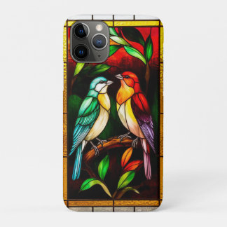 Vibrant Stained Glass Panel with Colourful Birds Case-Mate iPhone Case