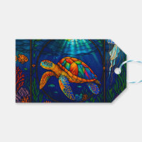 Vibrant Stained Glass Sea Turtle Ocean Design