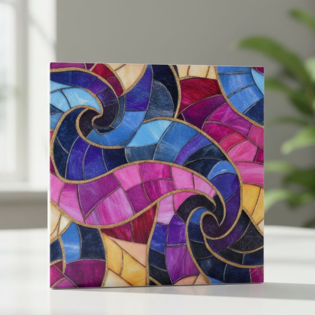 Vibrant Stained Glass Swirl Mosaic Tile (Creator Uploaded)