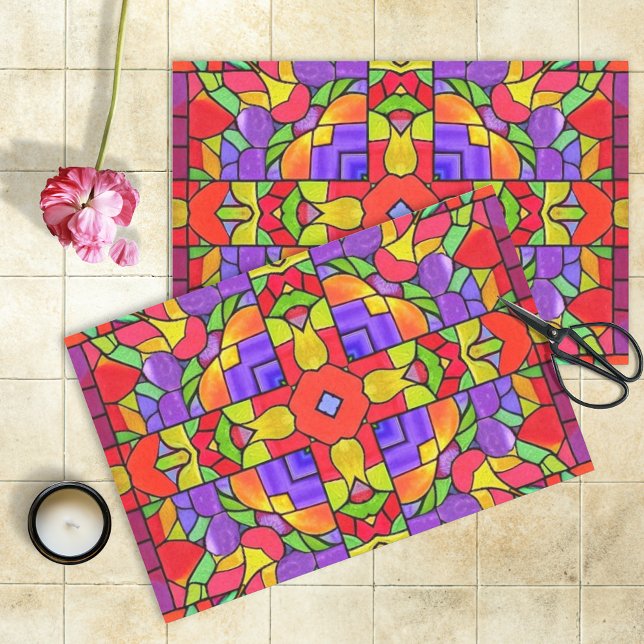 Vibrant Stained Glass Window Pane Colourful Crafts Tissue Paper (Creator Uploaded)