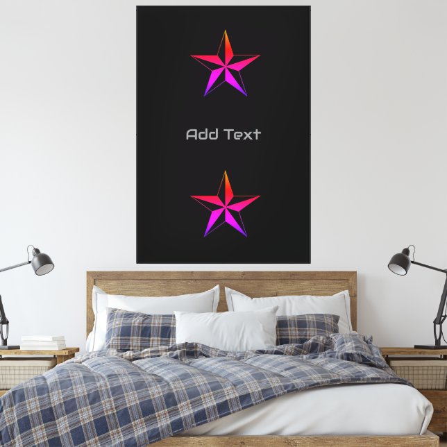 Vibrant Star Inspired Statement Piece with Name Canvas Print (Insitu(Bedroom))