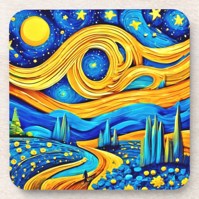 Vibrant Starry Artwork Coaster (Front)