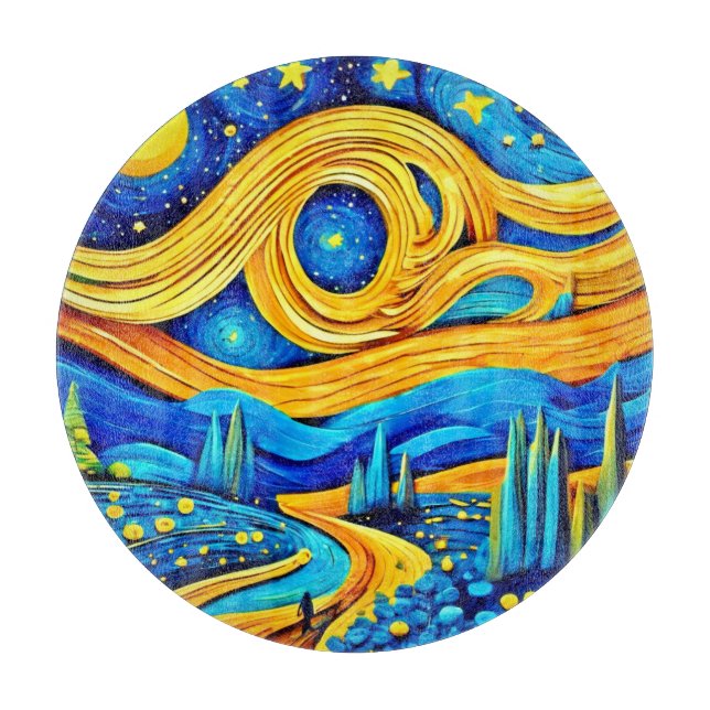 Vibrant Starry Artwork Cutting Board (Front)
