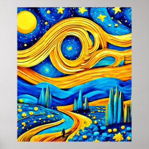 Vibrant Starry Artwork Poster