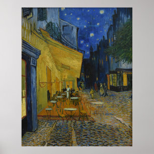 Vibrant Starry Night Cafe Terrace Art by Van Gogh Poster