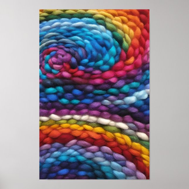 Vibrant Strands of Multicolored Yarn Poster (Front)