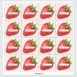 Vibrant Strawberry Jam Labels Vinyl Stickers