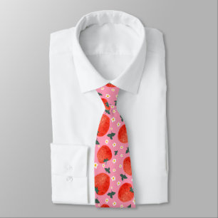 Vibrant Strawberry Print Tie