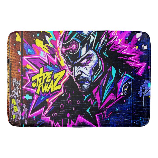 Vibrant Street Art Glow Bath Mat (Front)