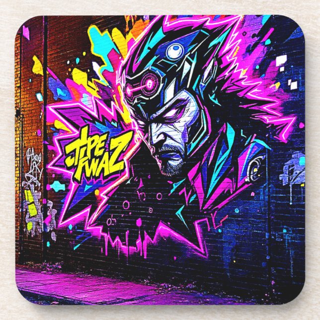 Vibrant Street Art Glow Coaster (Front)