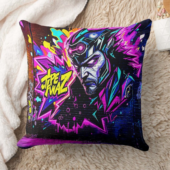 Vibrant Street Art Glow Cushion (Blanket)