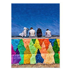 Vibrant Street Art With Group of Friends Photo Print