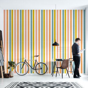 Vibrant Striped Design Pink and blue balloon Wallpaper