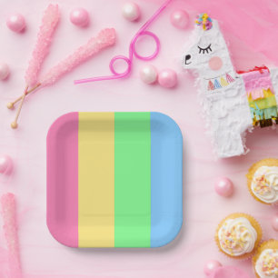 Vibrant Striped Paper Plate